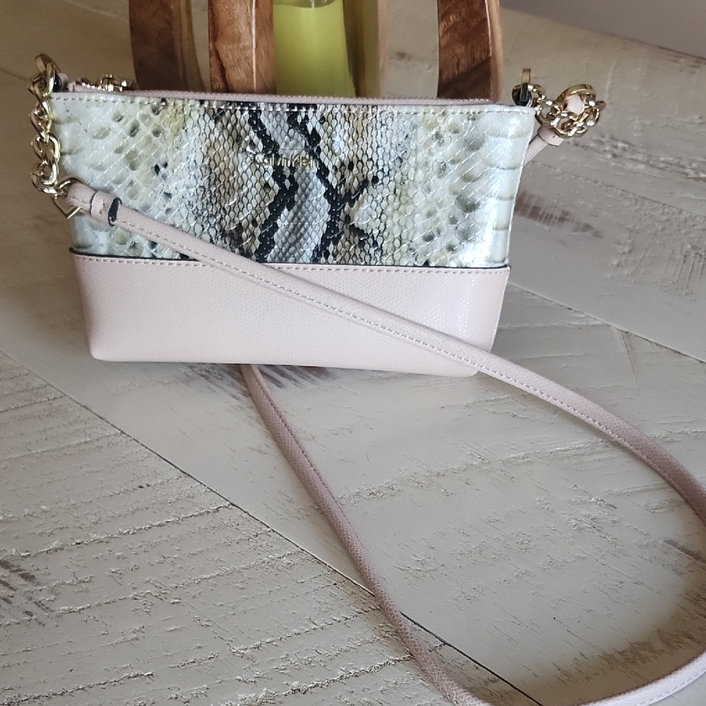 Calvin Klein Chic Snakeskin and Pink Crossbody Bag
